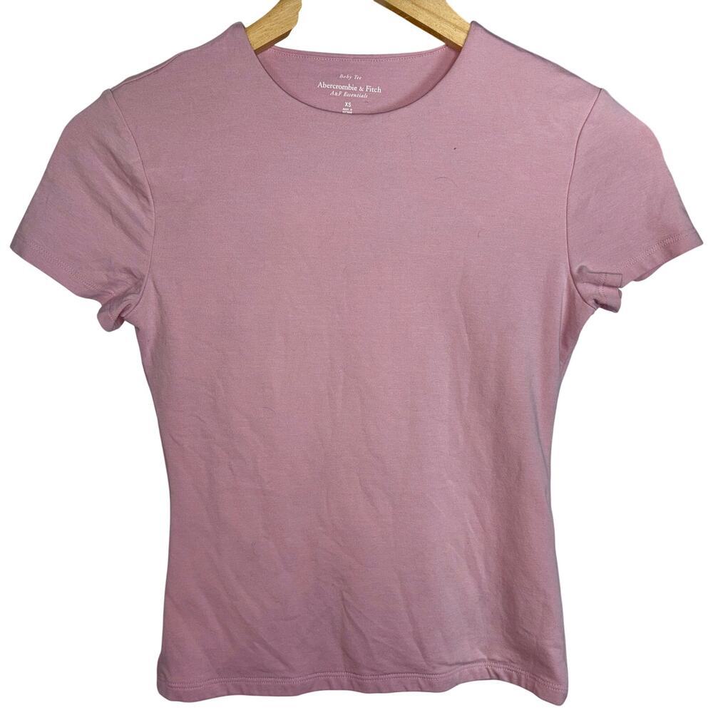 Abercrombie & Fitch AF Essential Baby Tee Pink Knit Short Sleeve Shirt Size XS